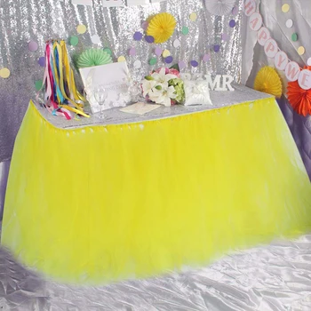 

Princess Tulle Table Skirts For Wedding Party Birthday Baby Shower Birthday