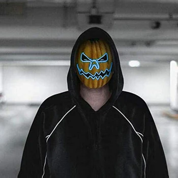 

Glowing LED Props Outdoor Face Mask Halloween Scary Pumpkin Mask Costume Parties Carnival Mask PVC Light up for Halloween Q30