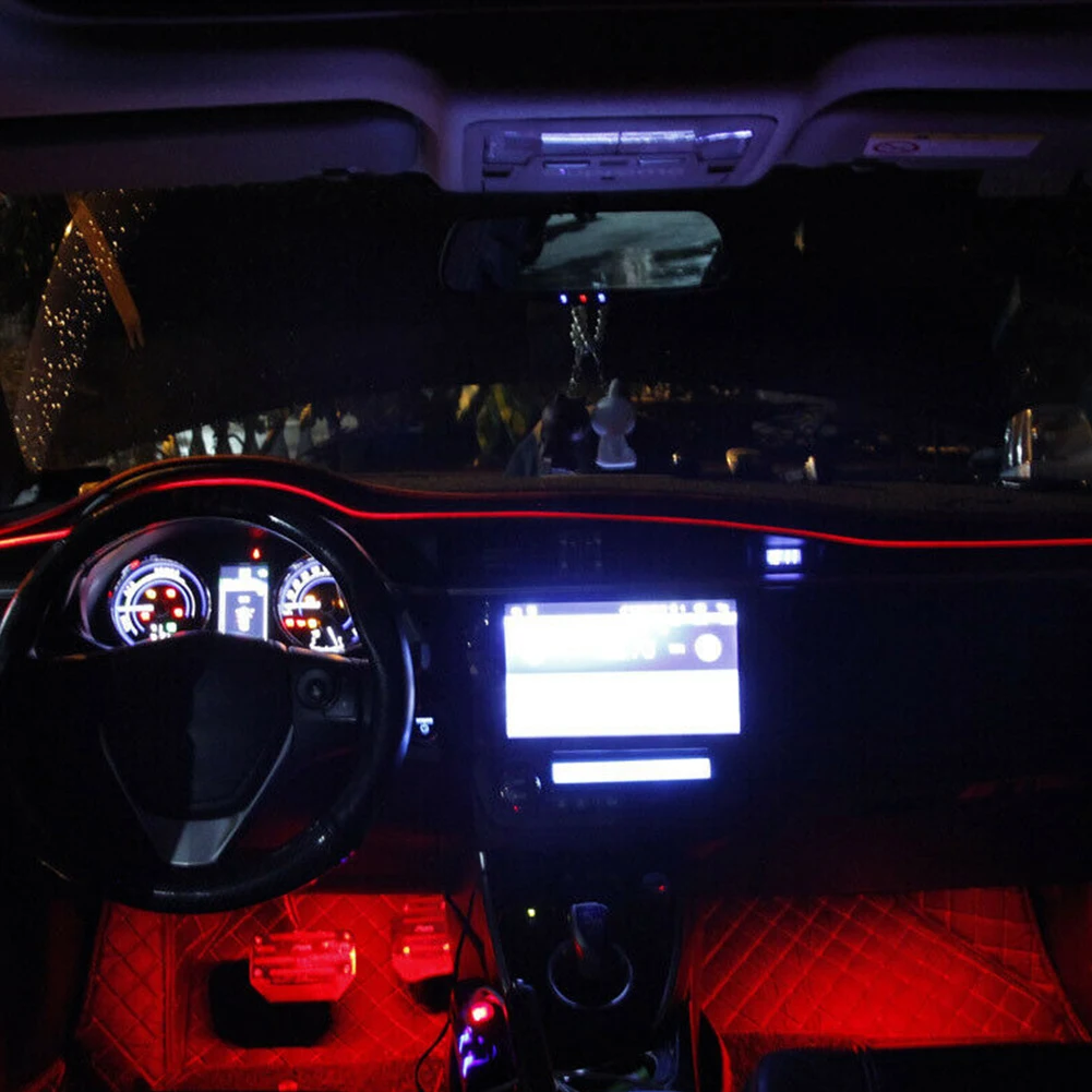 8 м RGB освещение салона автомобиля Авто приборная панель двери атмосфера полосы светильник приложение дистанционное управление окружающей среды лампа декоративный неоновый светильник