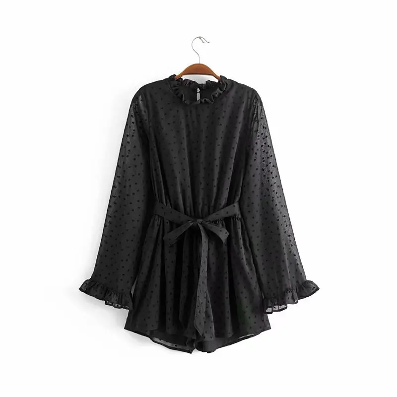 

WOMEN'S Dress 2019 Spring And Summer New Style Hipster College Style Versatile Waist Hugging Belt Chiffon Romper Women's Spring