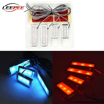 

LEEPEE LED Universal Auto Interior Lamp Armrest Inner Bowl Lights 3 LEDs 4PCS Decorative Door Handle Light Atmosphere Lamp