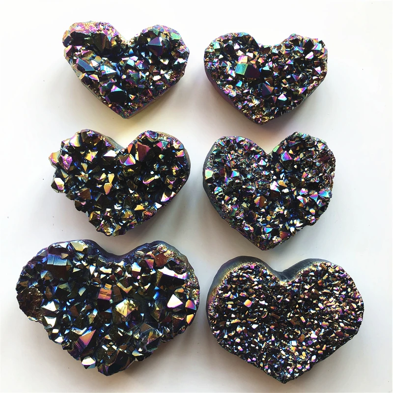 Beautiful Color 1pc Rainbow Titanium Aura Amethyst Cluster Heart Shaped Crystal Healing Stones Gifts Natural Stones And Crystals Stones Aliexpress