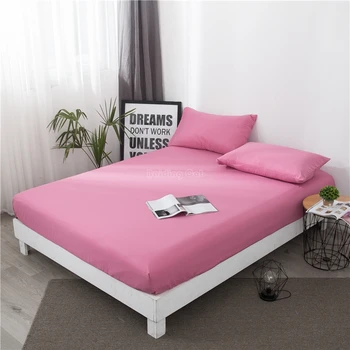 

1pcs Pink Color Fitted Sheet 100% Polyester Bed Sheet with Elastic Rubber Band 90*200cm 100*200cm 120*200cm 150*200cm 180*200cm