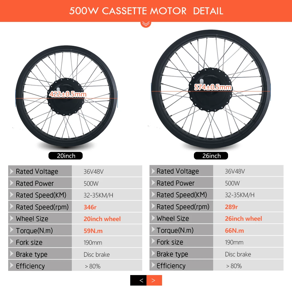 SOMEDAY 36V/48V 500W Snow Bike Electric Bicycle Conversion Kit 20 26 Inch Wheel Rear Cassette Hub Motor for Fat Tire Bike
