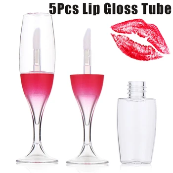 

5Pcs Plastic Makeup Lip gloss Tubes DIY Empty Cosmetic Container Refillable Bottles Wine Shaped Liquid Lipstick Storage Bottle