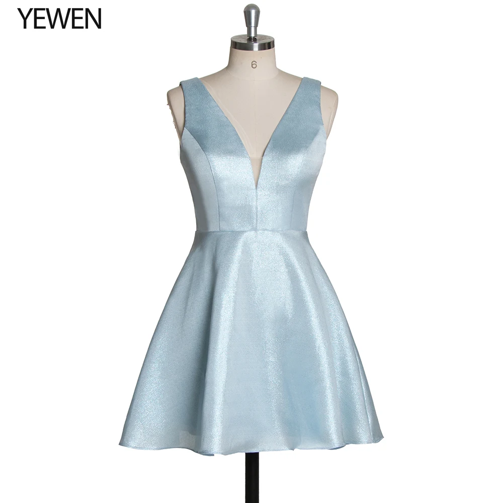 

Robe Cocktail Party Dress 2020 Elegant Backless V Neck Short Cocktail Dresses Lace Up Back Prom Dress