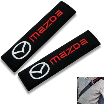 

2pcs Cotton Car Badge Seat Belt Shoulder Protection Cushion for Mazdas 5 6 323 626 RX8 7 MX3 MX5 Atenza Axela Car Accessories