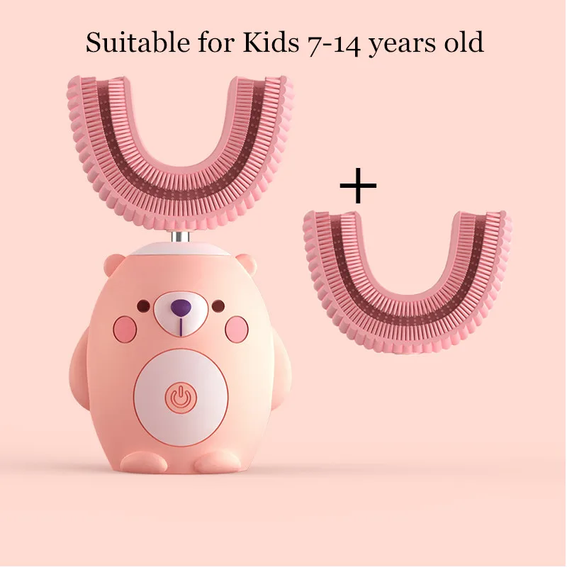 thumbnail image 1 of Cepillo de dientes eléctrico sónico inteligente para niños, con forma de U, 360 grados, automático, con bonito patrón de dibujos animados, 1 of 5