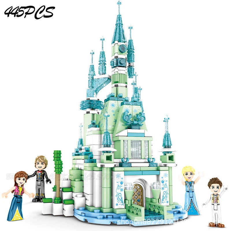 

Disney Princess Snow Queen Elsa Sparking Castle Blocks Magical Ice Palace Playset Model Bricks Toys For Girls Christmas Gifts