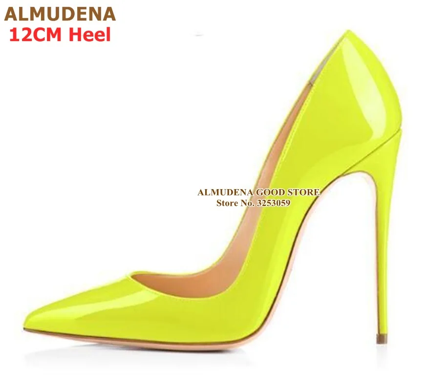 as picture 12cm heel ALMUDENA/брендовые туфли-лодочки на шпильке 12, 10, 8 см модельные туфли из лакированной кожи дизайнерские свадебные туфли с острым носком на тонком каблуке размер 45 - Цвет: as picture 12cm heel