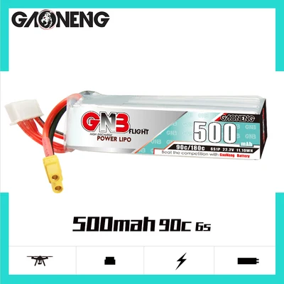GAONENG GNB 500mAh 6S 22.2V Lipo Battery 90/180C 6S1P RC Battery XT30 Plug for RC Racing FPV Drone RC Multicopter Accessories
