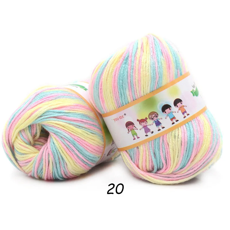 20 10pcs 10 шт. пряжа для вязания Горячая Многоцветный Хлопок Шелк Вязание Пряжа Мягкие Теплые Детские Пряжа для Ручного Вязания 500 г/лот - Цвет: 20 10pcs