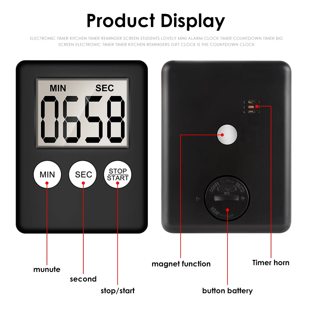 8 colors LCD Digital Kitchen Timer Count-Down Up Clock Loud Alarm Magnet Clock DIY Kitchen Oven Cooking Timer Temporizador