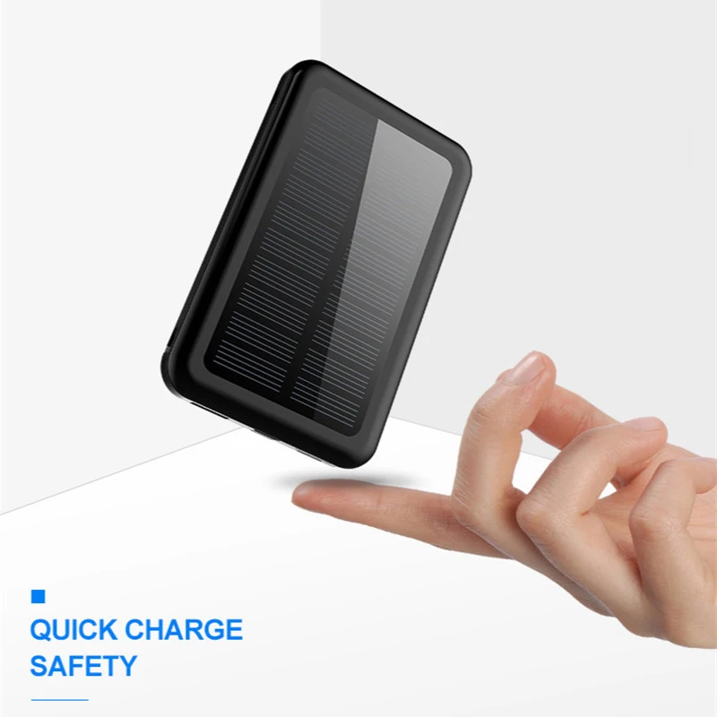 10000mAh Solar Power Bank Fast Charger Built in Cable LCD Type C Powerbank Portable Charging for Iphone Xiaomi gift |
