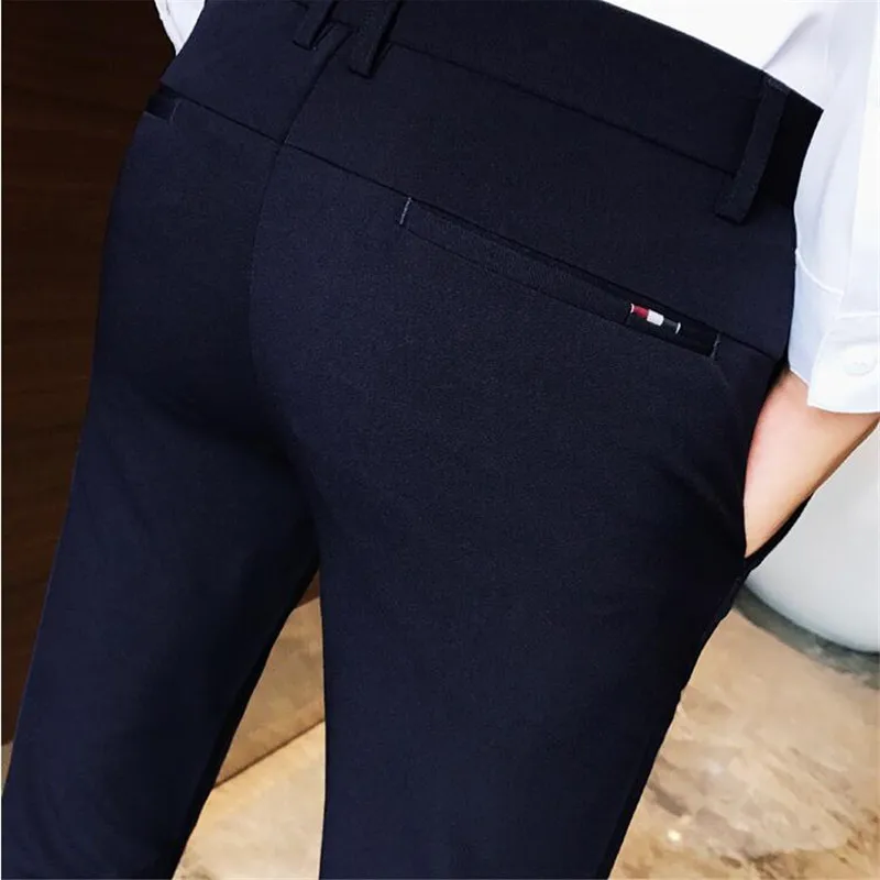 Men Spring Autumn Fashion Business Casual Trousers Men's Slim Suit Pants Boutique Solid Color Men's Casual Social Trousers