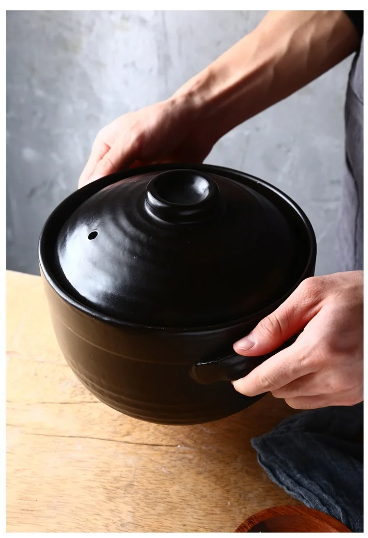 Mu cheng Home Japanese Style Steamer Earthenware Pot Household Ceramic Steamer Fuel Gas Pot Soup Rice Stew Pot Open Fire Porridg