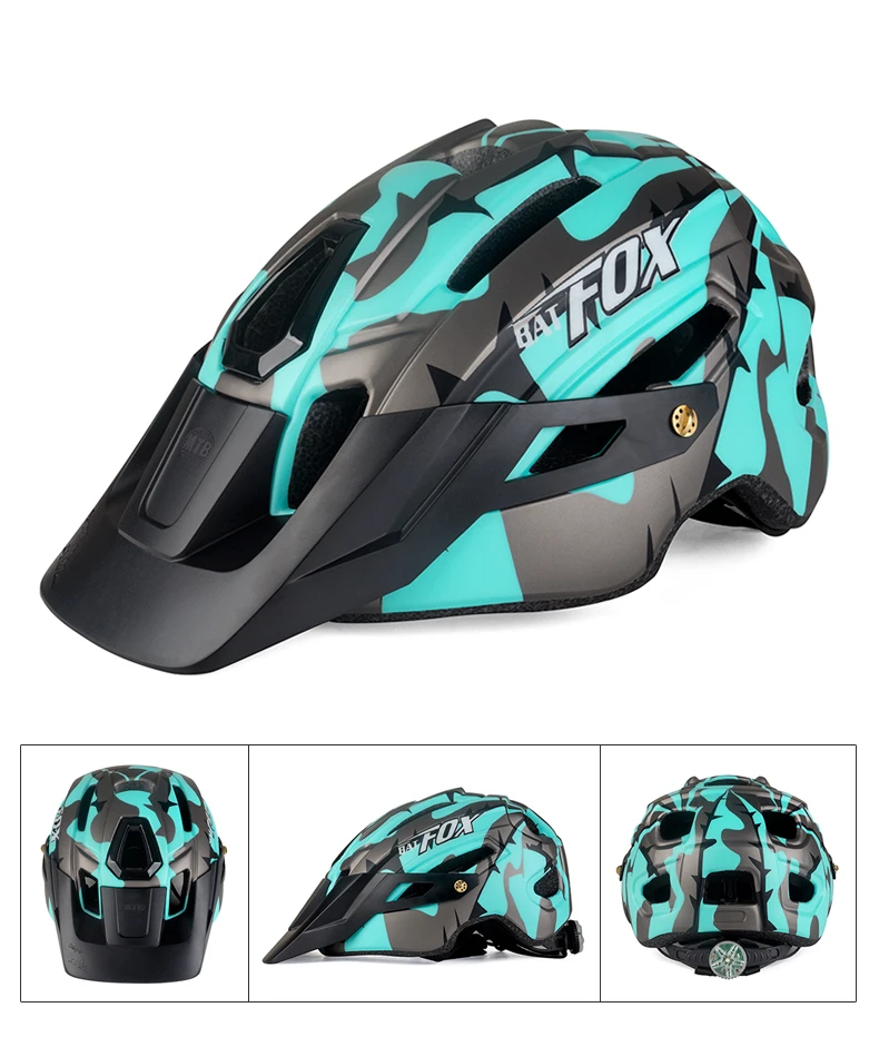 Крутой шлем для горного велосипеда, камуфляжный шлем для горного велосипеда, шлем для езды на велосипеде с большими полями, шапка с хвостом, светильник, летучая мышь, лиса, защитный шлем