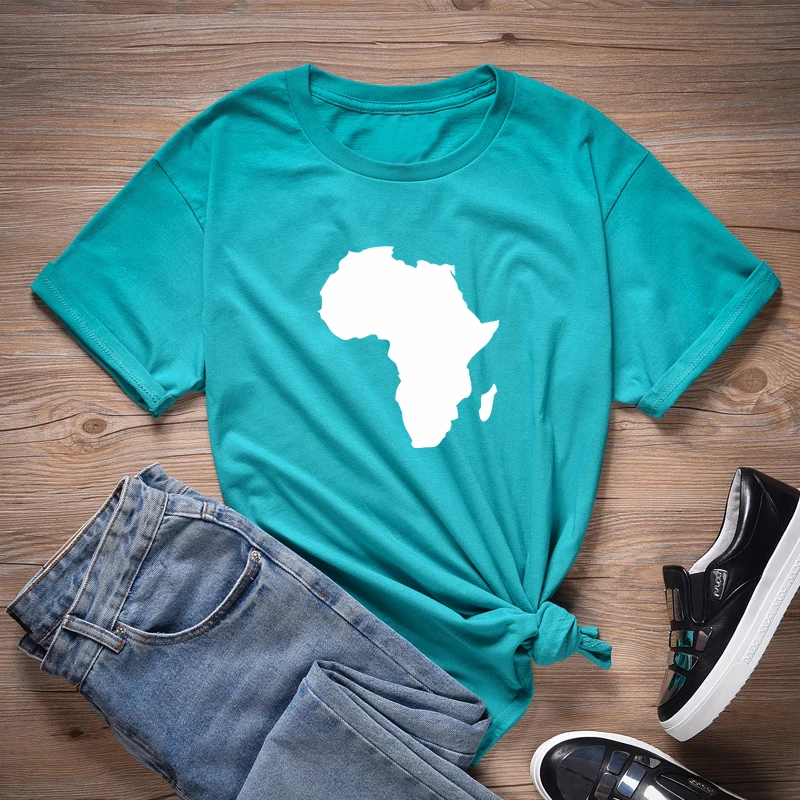 JadeGreen-White ONSEME Африка Карта графическая футболка меланин футболки для женщин уличная футболки Harajuku Feminist футболки черная Культура Футболка - Цвет: JadeGreen-White