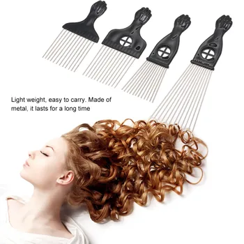 

4PCS Metal Comb Set Afro Hair Style Comb Hair Brush Curly Hair Black Suit Steel Needle Comb Hair Brush Salon Hairdressing Tools