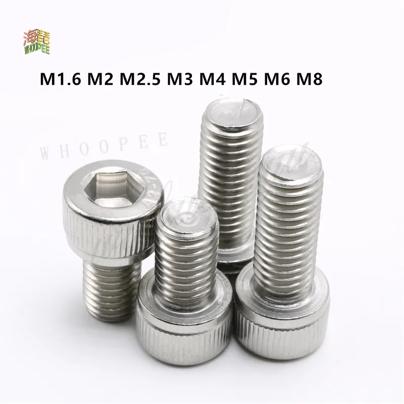 50 Pc M1.4 M1.6 M2.5 M3 304 A2 Black Stainless Steel 12.9 Din 912 Hexagonal Hollow Hexagonal Screw L=2-30mm