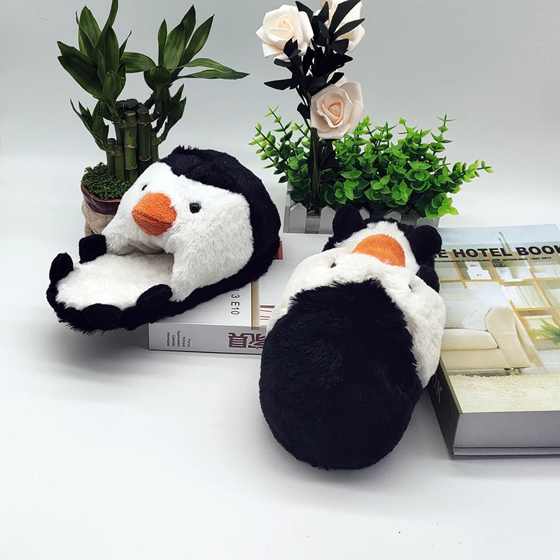 Penguin Indoor Slippers Special Offer Custom Warm Winter Lovers Lome Slippers Floor Lovers Shoes Flat Furry Plush Slippers