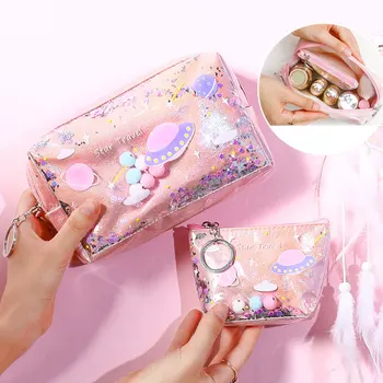 

Fashion Cute Pencil Case Laser Leather Pen Box Big Makeup Bag For Girls Gift Coin Bag New PVC Colored Cosmetic Bag Case Pouch