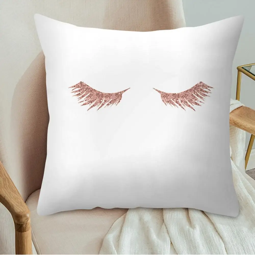 Eye Lash Throw Pillow Cushion Cover for Home Wedding Red Lips Decorative Pink Pillowcase Pillows 45*45cm | Дом и сад