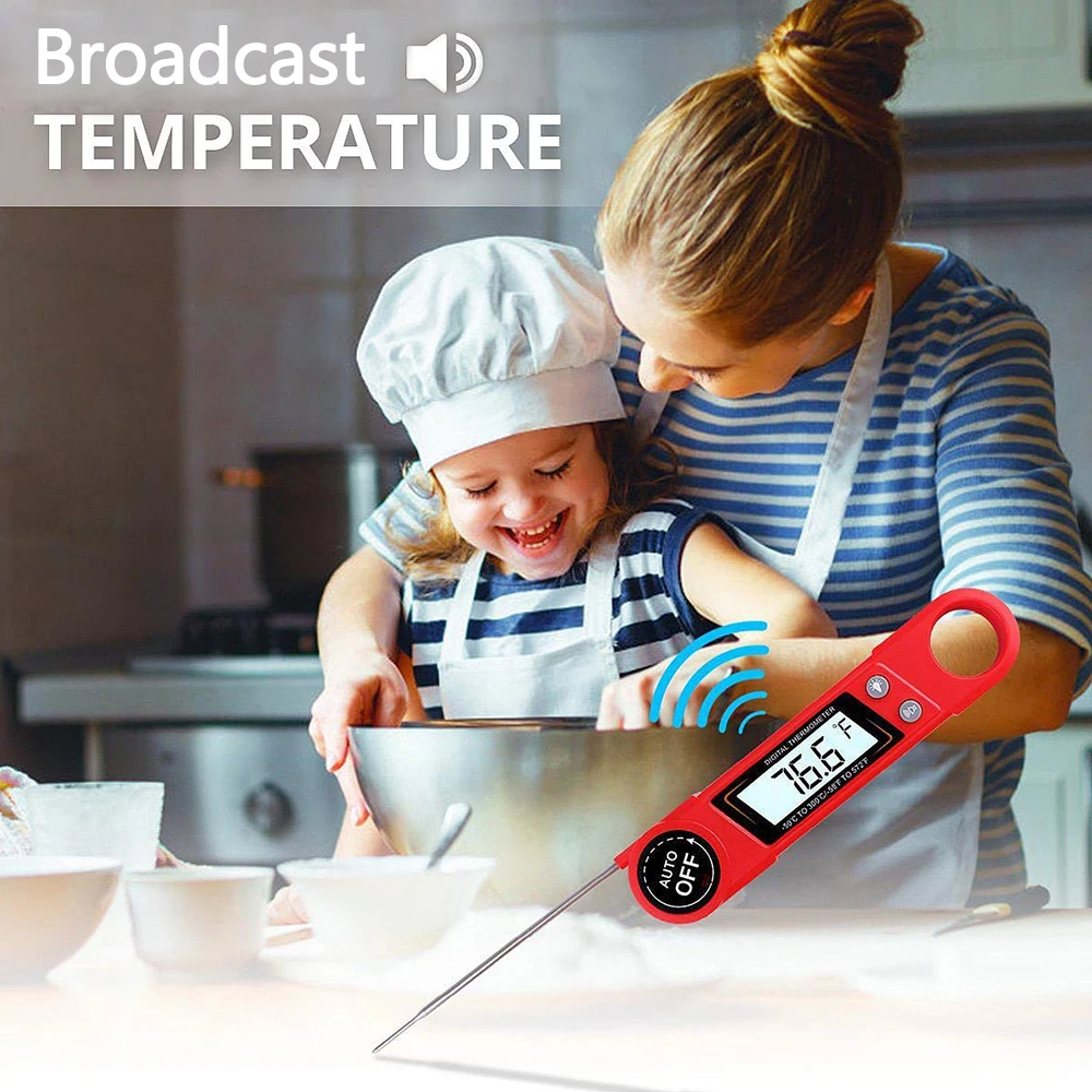 digital thermometer Waterproof Digital Instant Read Meat Thermometer Voice Report for Kitchen Cooking Oil Food BBQ Grill