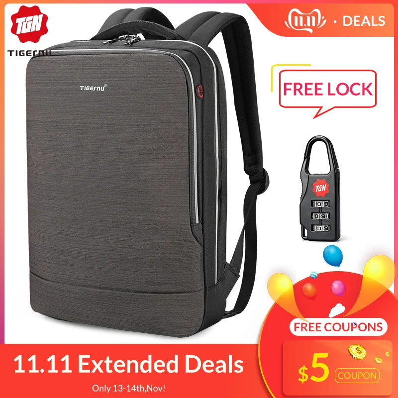 Online Nueva Mochila tigernu hombre 4.0A USB de carga rápida antirrobo Mochila masculina para 15,6 Laptop de viaje de negocios Mochila hombre Mochila
