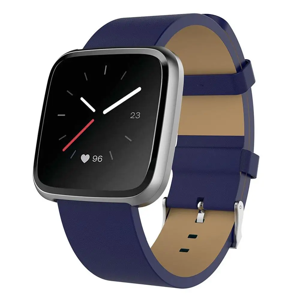 Для Fitbit Versa 2 роскошный кожаный ремешок сменные часы ремешок на запястье умные часы долговечные аксессуары#910