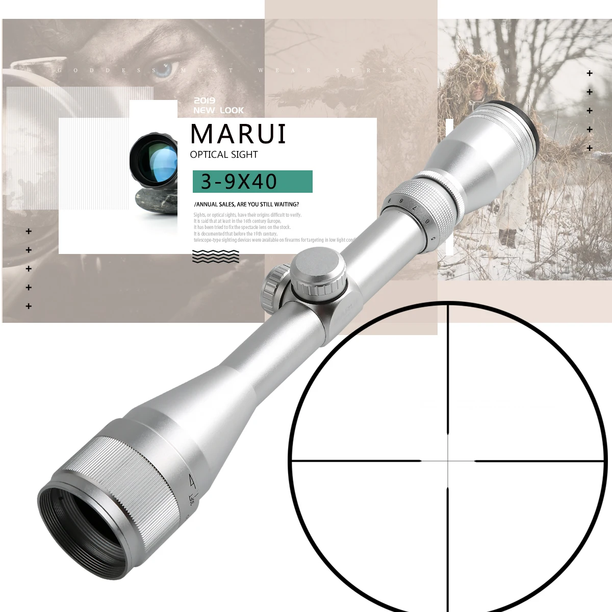 

M brand 3-9x40 Optical Sight Etched Glass Tactical Riflescope Sight Scope Rifle Hunting optics red dot holographic sight cqb