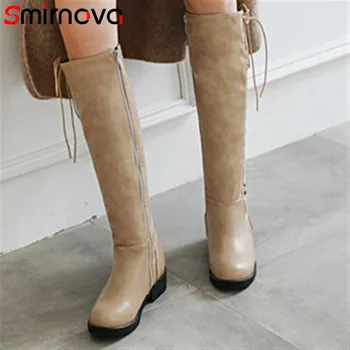 

Smirnova 2020 winter women knee high boots new hot wholesale black female zip boots sasual dress shoes fashion womens boots