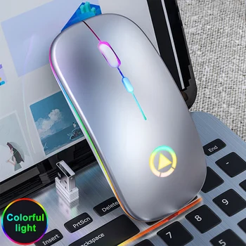 

Portable Wireless Mouse 2.4GHz Optical Laptop PC Adjustable DPI With Receiver Colorful LED USB Rechargeable Silent Accessories