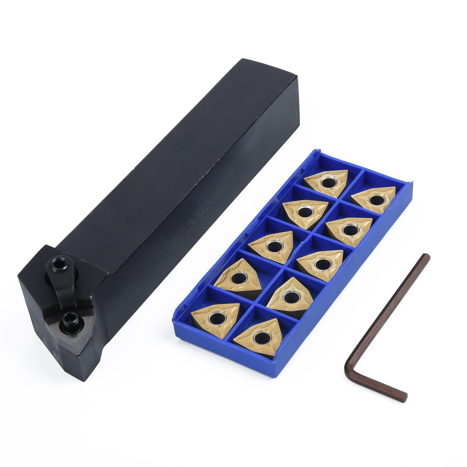

10Pcs Set WNMG080404 Carbide Inserts +1x MWLNR2525M08 Lathe Turning Tool Holder
