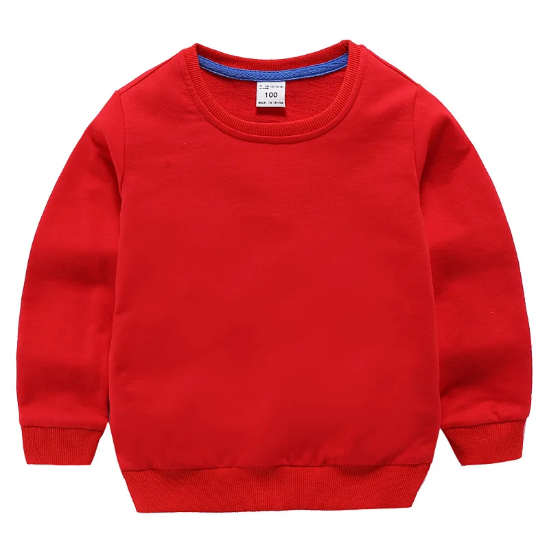 Топы для девочек; свитер; Детская осенняя одежда; однотонные рубашки с длинными рукавами; толстовки для маленьких девочек; От 1 до 14 лет для маленьких детей - Цвет: Красный