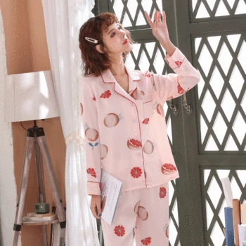 

2020 Spring Pajamas Women Sleepwear Pajama Set Shirt + Pants 2Pcs Nightwear Loungewear Pyjama Set Casual Pijama Set Homewear