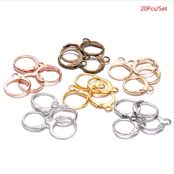 

20pcs/set Metal Earring Making Accessories Rhodium Copper Clip On Earring Clasps Hooks Findings Loop Clasp Round Base For Diy