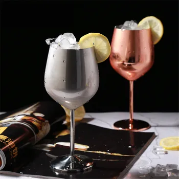 

Luxury 304 Stainless Steel Red Wine Glass Silver Rose Gold Goblets Juice Drink Champagne Goblet Party Barware Kitchen Tools