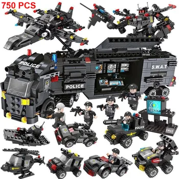 

750PCS Building Blocks City Police Series Toys Vehicle Aircraft Boy Toy Educational Truck Blocks Compatible Model Bricks