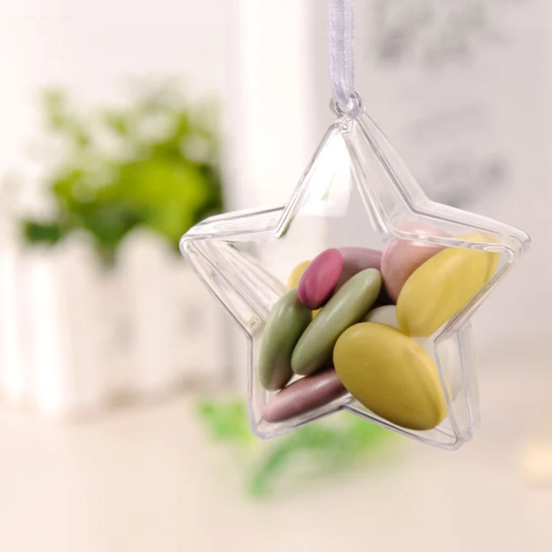 

Transparent Plastic Star Shape Ball Flower Plant Container Home Wedding Party Christmas Hanging Candy Box Decoration New N26