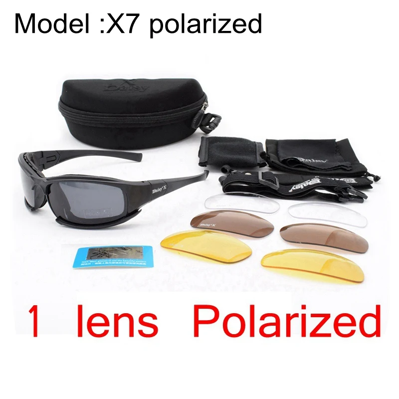 X7 polarized Тактические очки с ромашками, военные очки, армейские солнцезащитные очки с 4 линзами, оригинальная коробка, мужские очки для стрельбы, Gafas - Цвет: X7 polarized