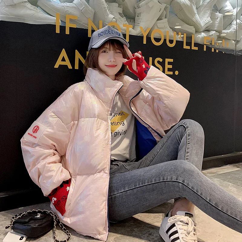 

Photo Shoot Colorful 2019 New Style down Jacket Women's Korean-style Autumn And Winter Students down Coat Loose-Fit Online Celeb