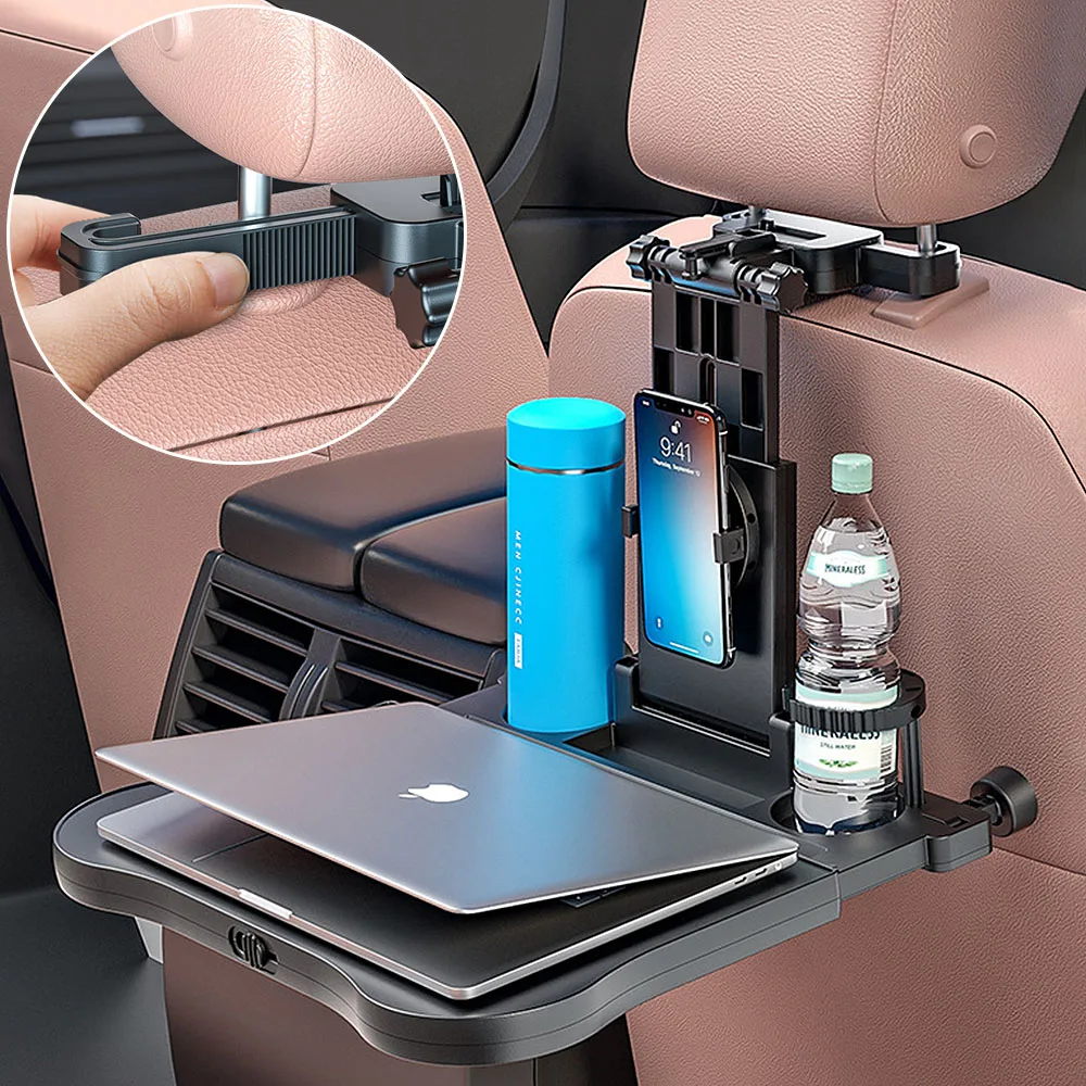 

38.5cm*35cm Car Table For Laptop Back Seat Snacks Fast Food Eating Tray Drink Cup Holder Mount Stand For Phone & Tablet iPad