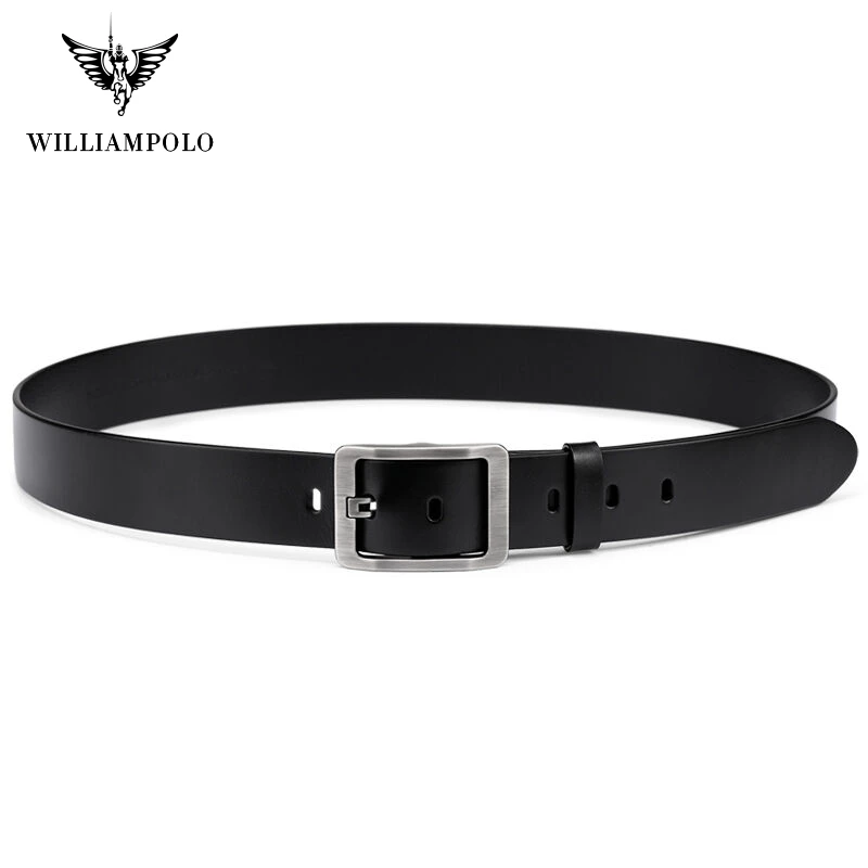 Мужской модный ремень из высококачественной натуральной кожи от бренда Williampolo,, Воловья кожа, повседневный ремень с пряжкой, PL019P