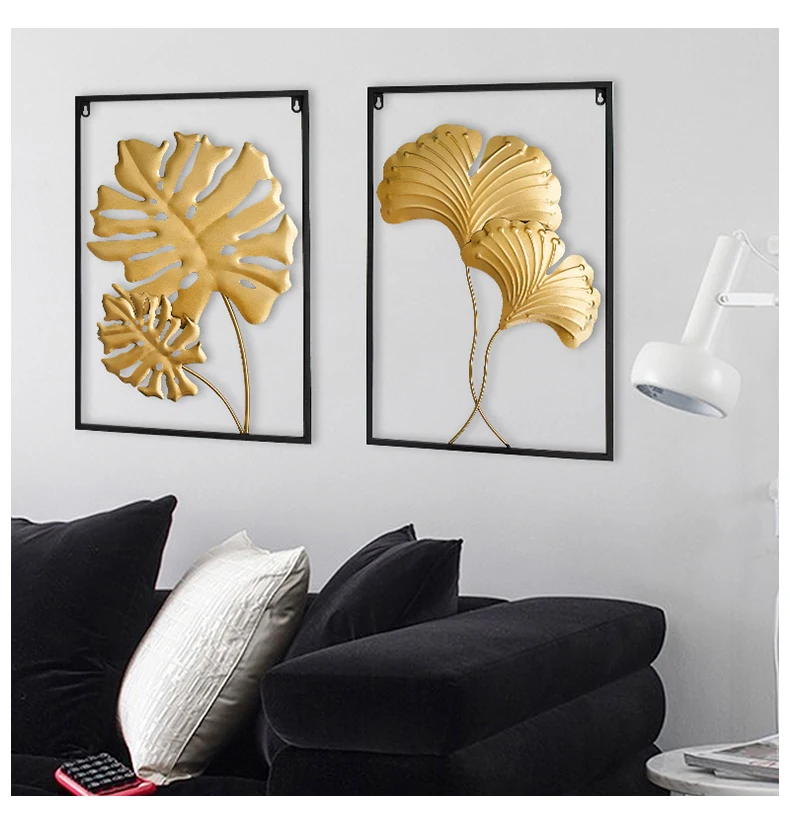 Simplicity Plant Tree Leaf Wall Decoration Hanging Ornaments Pure Copper Feather Backdrop Display American Rustic Home Decor