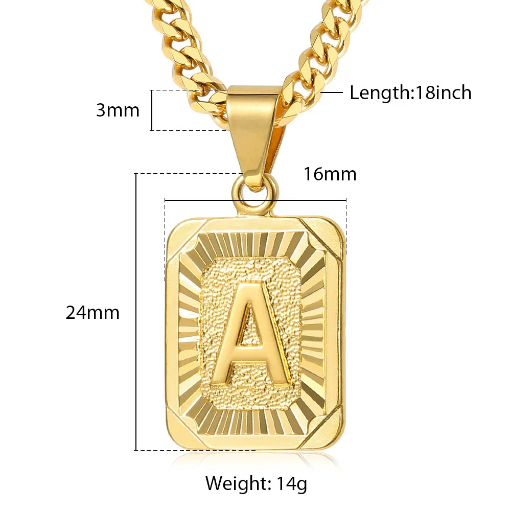 26 Letters Pendant Cuban Curb Chain 
