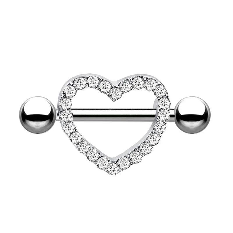 Steel Heart 2 Модное кольцо для соска Сердце Циркон груди кольцо новые украшения для пирсинга для ногтей, бижутерия для пирсинга, 14G - Окраска металла: Steel Heart 2