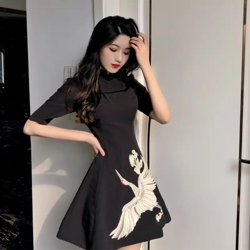 black japanese kimono dress