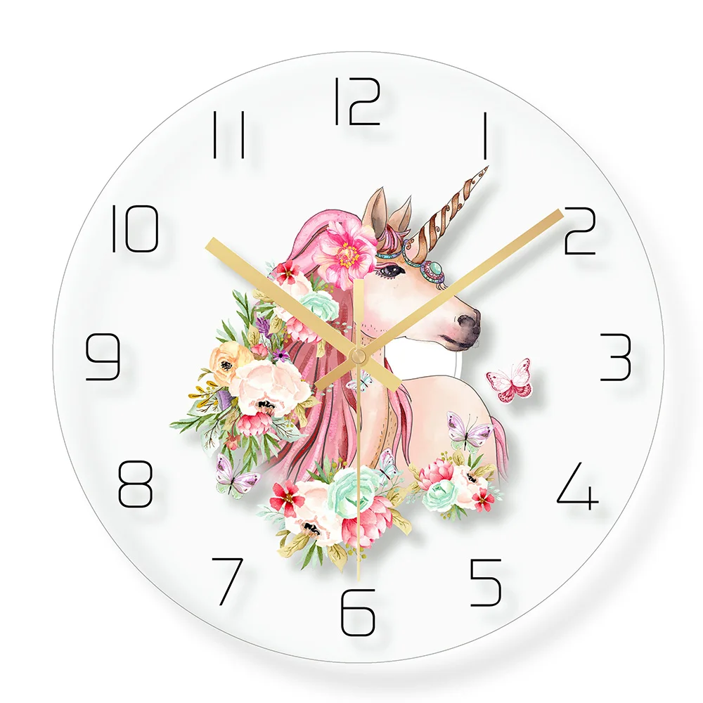 

Lovely Unicorn Wall Clock Home Decor Quartz Sweep movement for Girl's Room 30cm12inch Girls Nursery Unicorn and Rainbow Decor