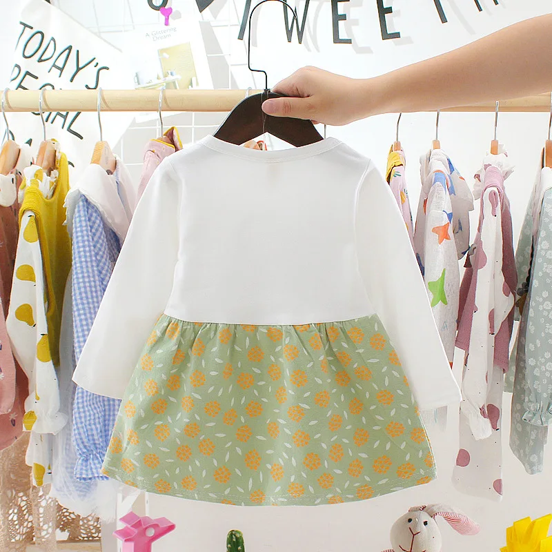 CYSINCOS/платье на бретелях из двух предметов для маленьких девочек детские повседневные платья белого цвета с длинными рукавами и круглым воротником Осенняя Милая Одежда для девочек
